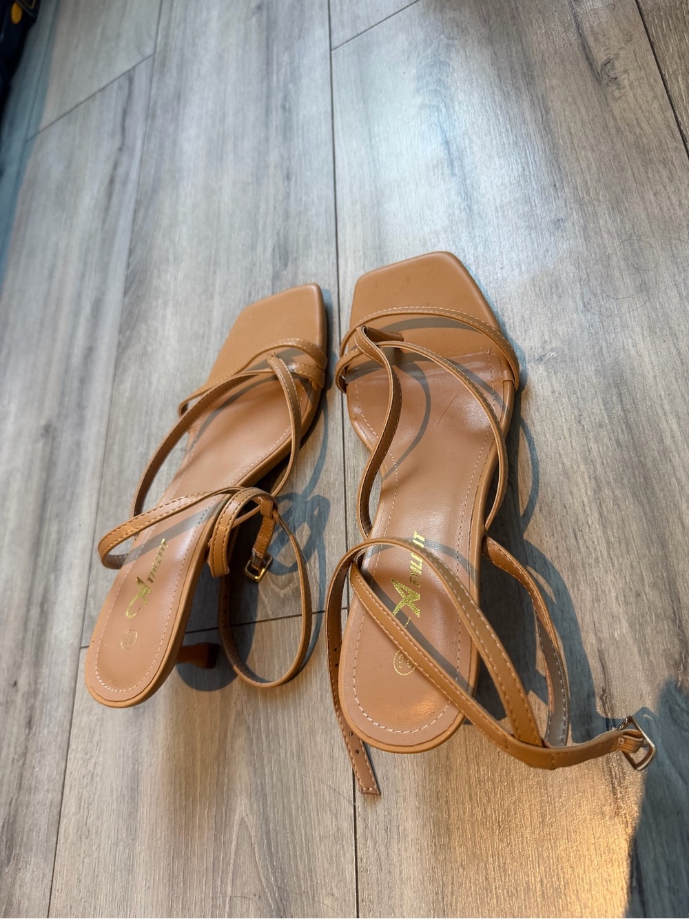 Strappy Square-Toe Women’s Sandals in Tan